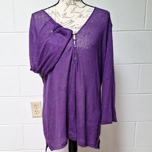 Ralph Lauren Purple 3/4 Sleeve Relaxed Tunic